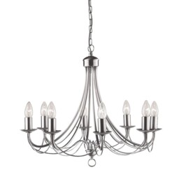 8 Lights Satin Silver Finish Ceiling Fitting Pendant Light With Candle