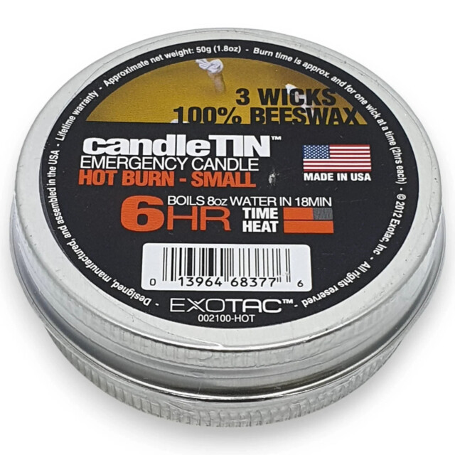 Exotac Candle Tin 100% Natural Beeswax Emergency Survival Candle Hot