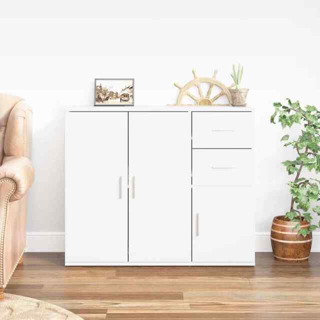 Sideboard White 91x29.5x75 Cm Engineered Wood Vidaxl