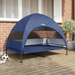 Raised Dog Bed Navy Blue 127 X 81 X 108 Cm Fabric And Steel Vidaxl