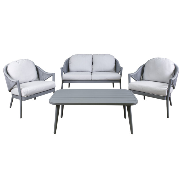 Dellonda Echo 4-piece Aluminium Outdoor Garden Sofa Arm Chair & Coffee