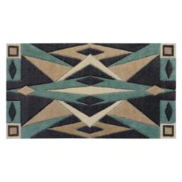 Solemate® Hand Carved Art Deco Door Mat, Turquoise