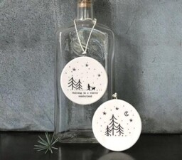 White Flat Porcelain Christmas Decoration - Winter Wonderland-dog-east