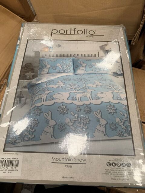 Portfolio Mountain Snow Single Duvet Set - Blue