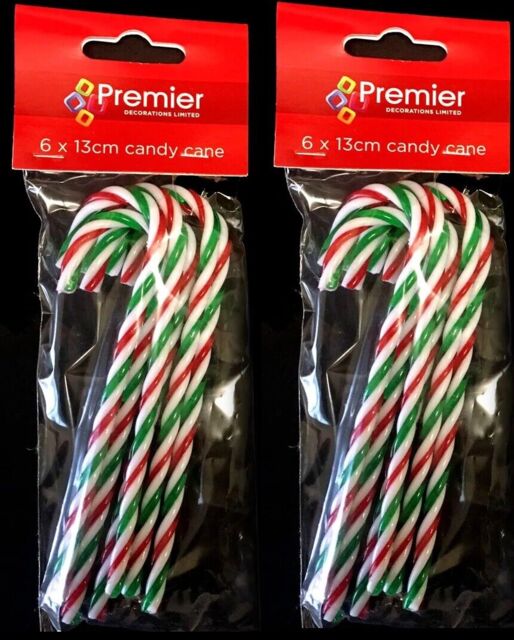 Christmas Tree Ornament Candy Cane X3 X2 X1 Pack Of 6 Inedible 13cm
