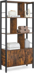 Vasagle Bookshelf, Storage Shelf, Large Bookcase With Doors, 4