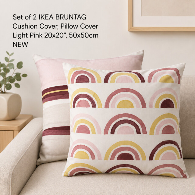 "Set Of 2 Ikea Bruntag Cushion Cover, Pillow Cover Light Pink 20x20"","
