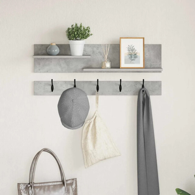 Wall-mounted Coat Rack With Shelf Concrete Grey 90 X 15 X 36 Cm Vidaxl
