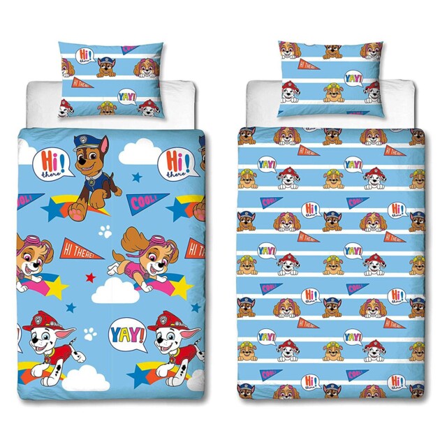 Paw Patrol Single Duvet Cover Set Children's Reversible Bedding Clouds