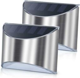 2 Pack Stainless Steel Security Solar Wall Lights Outdoor Fence Post