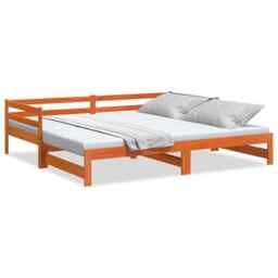 Daybed With Trundle Wax Brown 90x200 Cm Solid Wood Pine Vidaxl