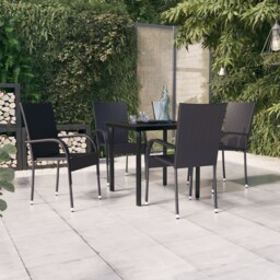 5 Piece Outdoor Dining Set Black Vidaxl