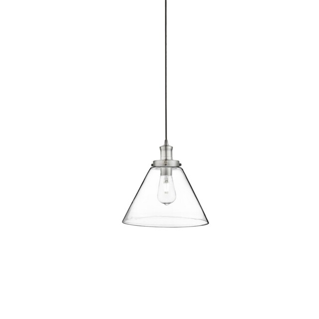 1 Light Satin Silver Finish Ceiling Fitting Pendant Light With Clear