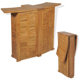 Bar Table Folding Brown Teak 155x53x105 Cm Solid Fine-sanded Teak Wood