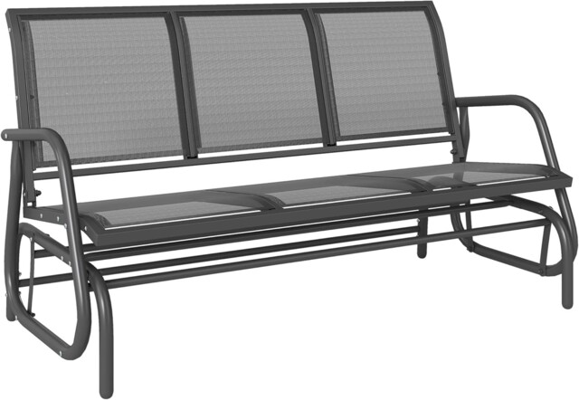 Garden Bench Metal 3 Seater Glider Rocking Chair Outdoor Patio Gliding