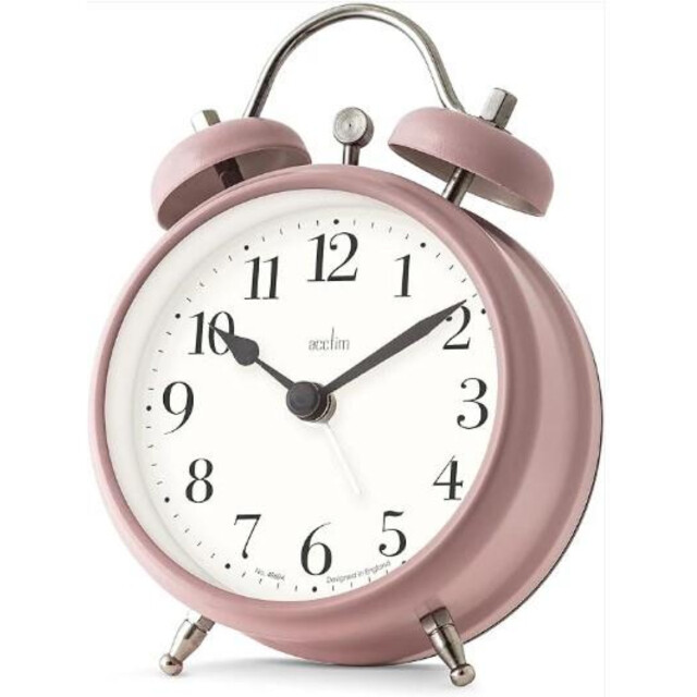 Alarm Clock Dusty Rose 12cm Double Bell Metal Silent Sweep Retro