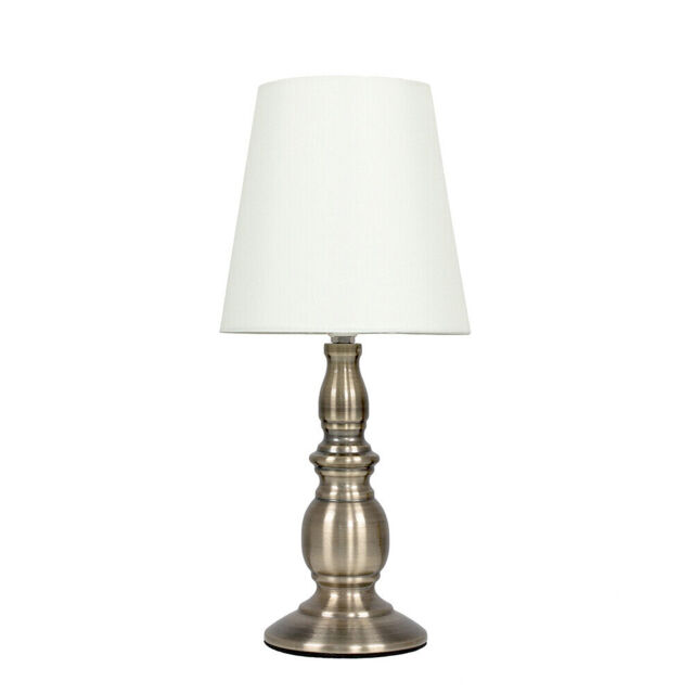 Antique Brass Touch Table Lamp Traditional 35cm Tall Light Tapered