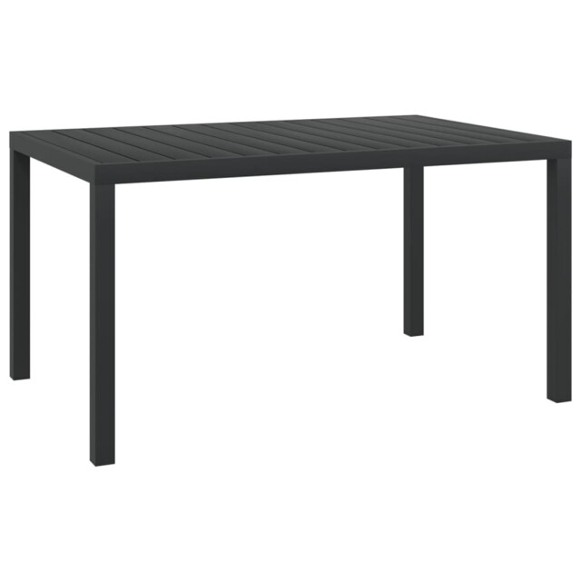 Garden Table Black Wpc Top Aluminium Frame 150x90x74cm Weatherproof