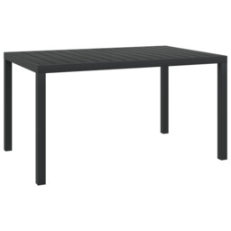 Garden Table Black Wpc Top Aluminium Frame 150x90x74cm Weatherproof