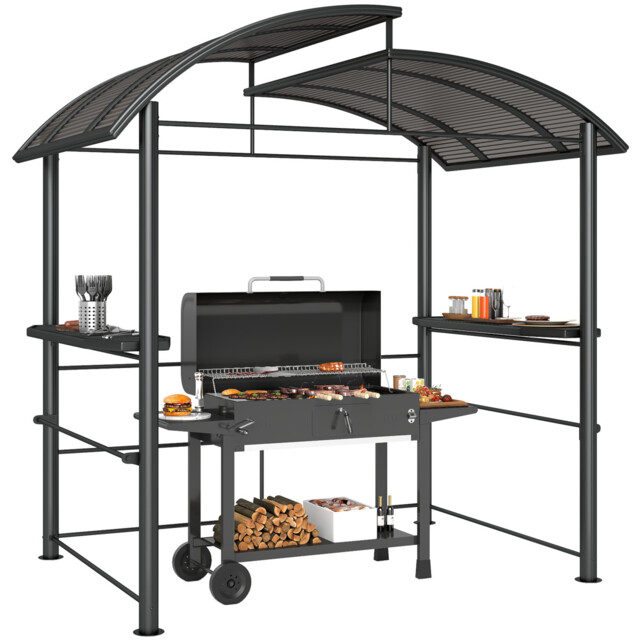 Outsunny Bbq Patio Canopy Gazebo With Interlaced Polycarbonate Roof 2