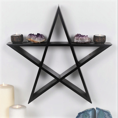 Pentagram Black Wall Art Display Hanging Pentagram Shelf Unit Wiccan