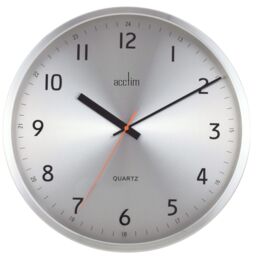 Acctim Klar Wall Clock Non-ticking Sweep Metal Case Quartz Brushed