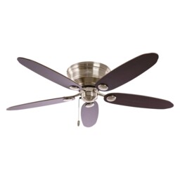 "Flush Mount Ceiling Fan Hunter Low Profile Brushed Chrome 112cm 44"" &"