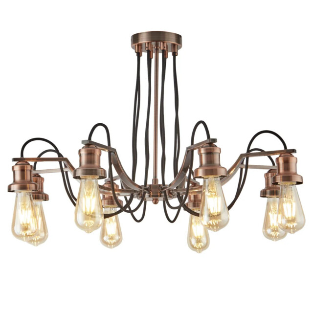Ceiling Light Copper T Olivia 8 Chandelier Antique Black Cables Lamps