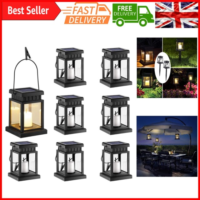 Solar Hanging Lantern Outdoor - 8 Pack Waterproof Solar Candle Lights
