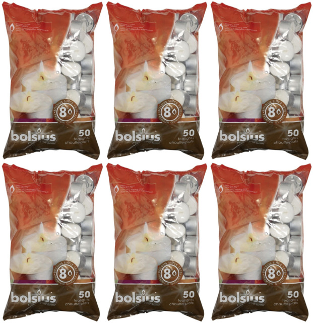 300x Bolsius Scent Free Tealight Candles - Up To 8 Hours Burn Time -
