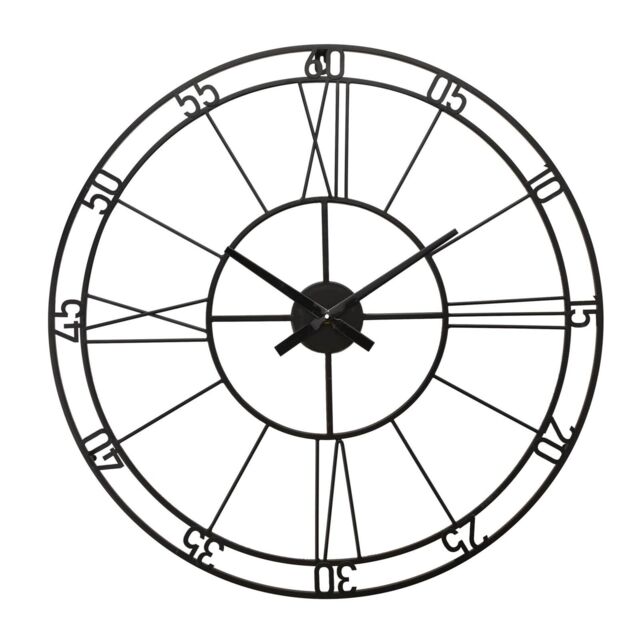 Hometime Black Metal Cut Out Wall Clock 60cm W9782