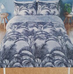 Silentnight Cotton Rich Palm Print Duvet Set King Size Monochrome