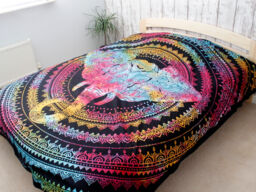 Elephant Head Indian Tie-dye Cotton Double Bedspread - Wall Picture