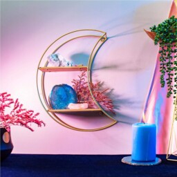 Sass & Belle Celestial Moon Wall Shelf Iron 2 Tier Wall Mounted