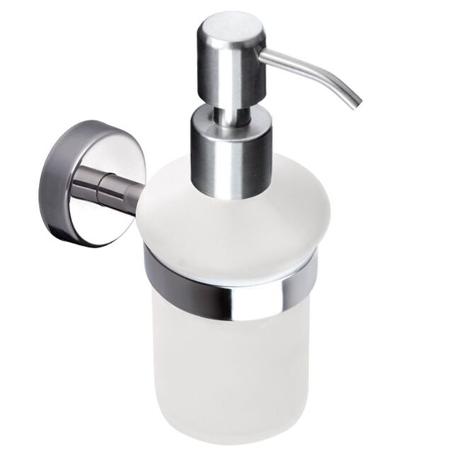Wall Mounted Soap Dispenser Frosted Glass Stainless Steel Shampoo Pump