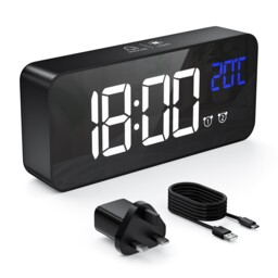 Hermic Alarm Clock, Digital Clock Usb 14.5 Cm X 6.5 X 5.7 Cm, Black