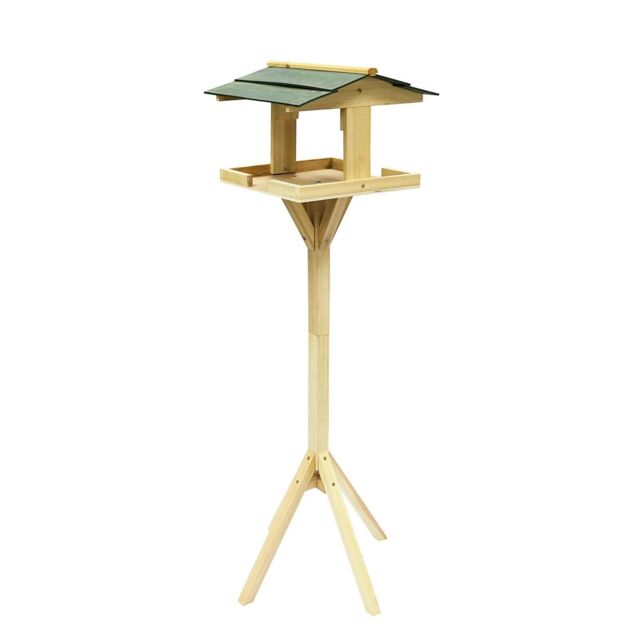 Natural Wooden Bird Feeder Table Garden Feeding Station House Seed
