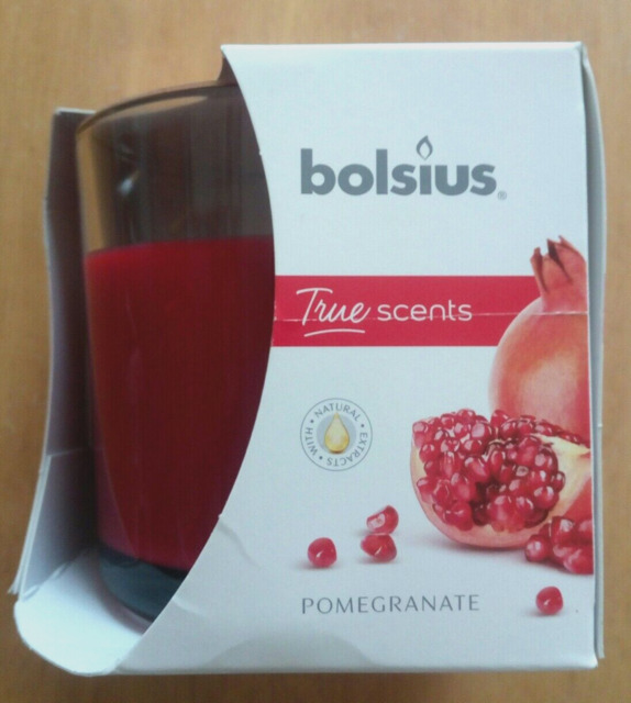 Pomegranate Fragranced Candle In A Glass Bolsius True Scents