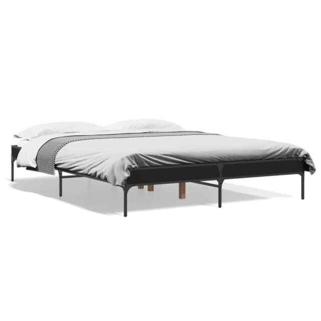 Bed Frame Black 140x200 Cm Engineered Wood And Metal Vidaxl