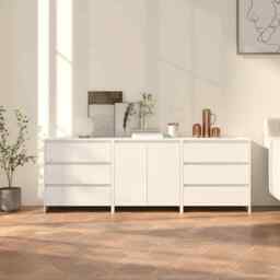 3 Piece Sideboard White Engineered Wood Vidaxl