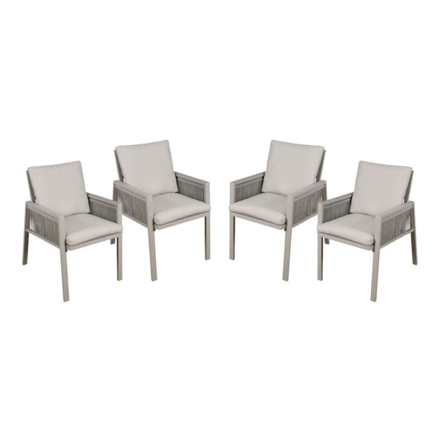 Dellonda Fusion Garden/patio Aluminium Dining Chair Armrests Set Of 4