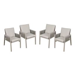 Dellonda Fusion Garden/patio Aluminium Dining Chair Armrests Set Of 4