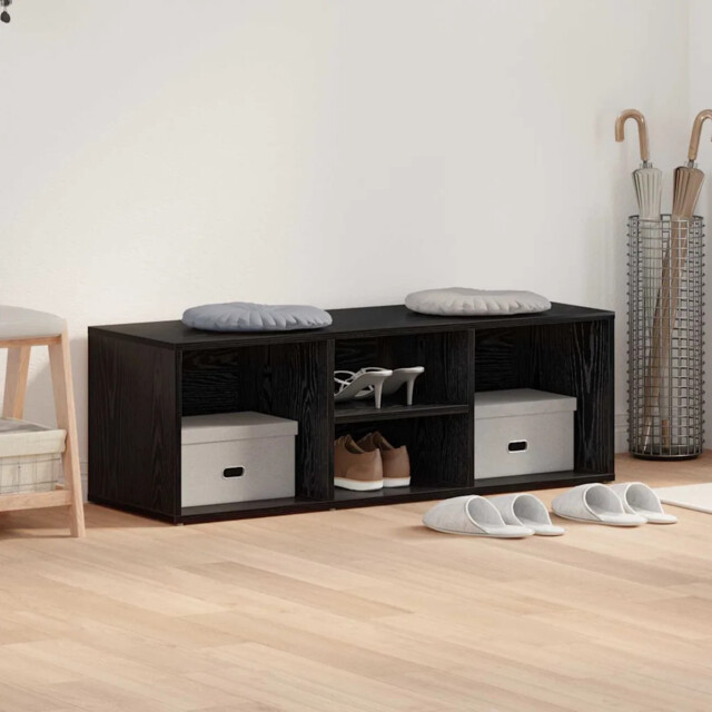 Shoe Storage Bench Black Oak 102 X 35 X 35 Cm Engineered Wood Vidaxl