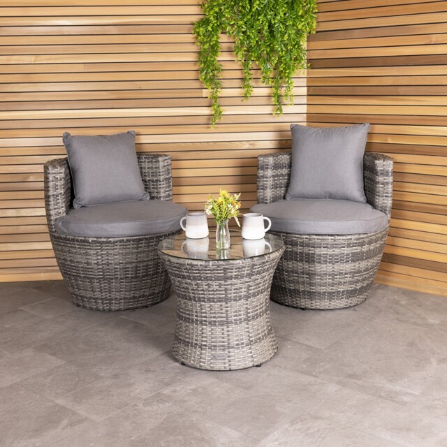 Charles Bentley 3 Piece Rattan Stacking Outdoor Patio Furniture Set -