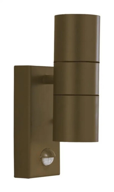 Outdoor Light Brown Metro Double Spot Ip44 Rust Pir Motion Sensor