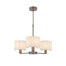 Ceiling Light Bronze Daley 3 Pendant Ivory Faux Silk Matt Nickel 60256
