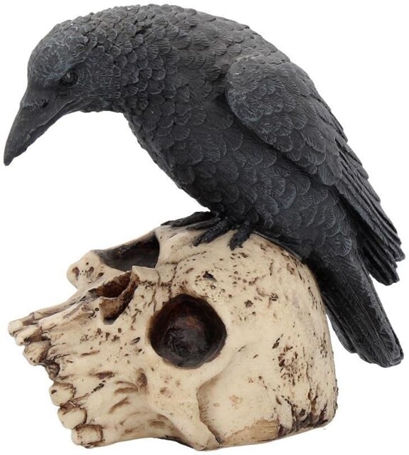 Nemesis Now Ravens Remains Figurine 13cm, Crow Skull Gothic Ornament,