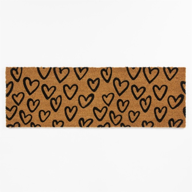 Astley Printed Hand Drawn Hearts Pvc Backed Coir 40x120cm Natural