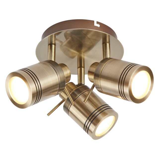 3 Lights Led Antique Brass Finish Bathroom Spot Light Ceiling Fitting