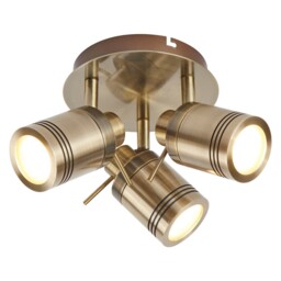 3 Lights Led Antique Brass Finish Bathroom Spot Light Ceiling Fitting